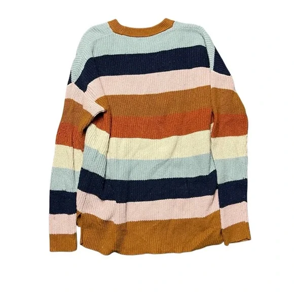 Madewell Thompson Pocket Pullover Sweater in Rainbow Stripe Size Small - Picture 3 of 7